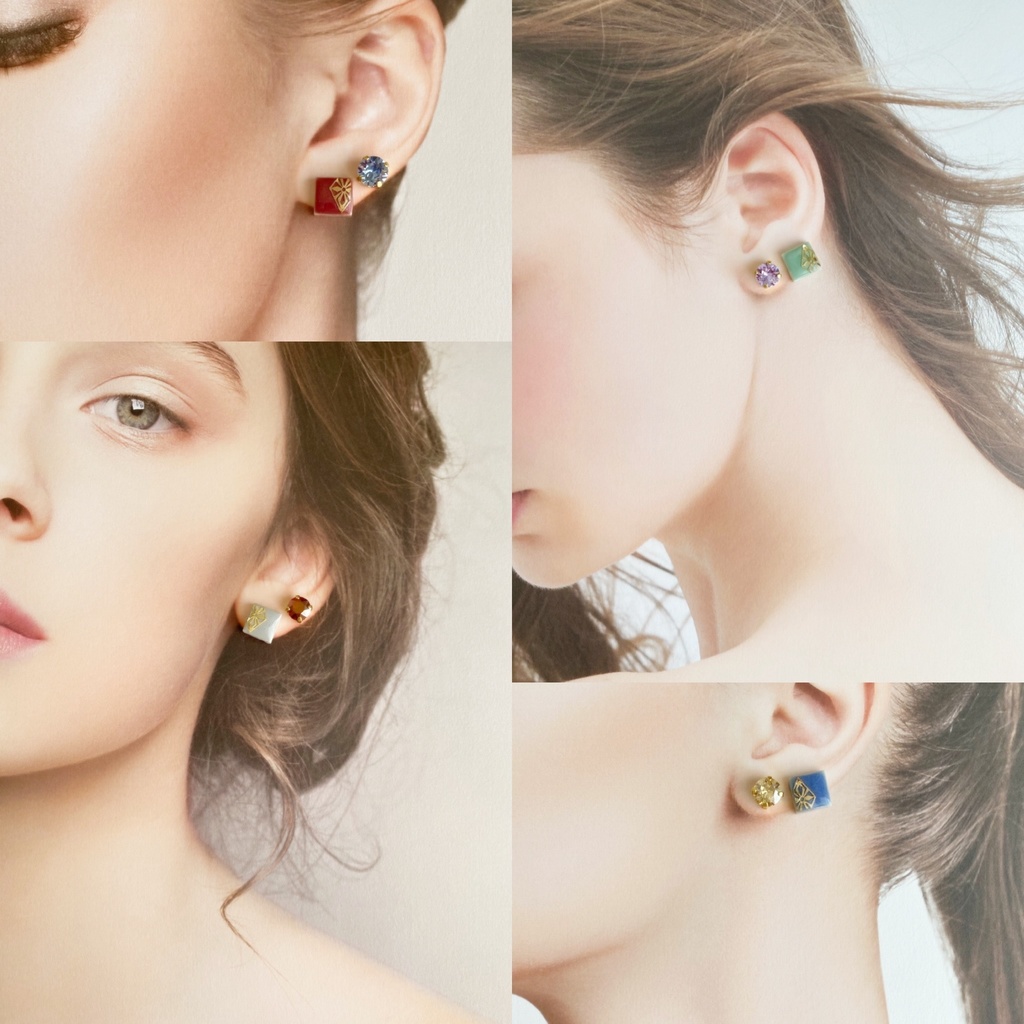 カラーリングタイルの耳飾り《COSMIC PRODUCTION》