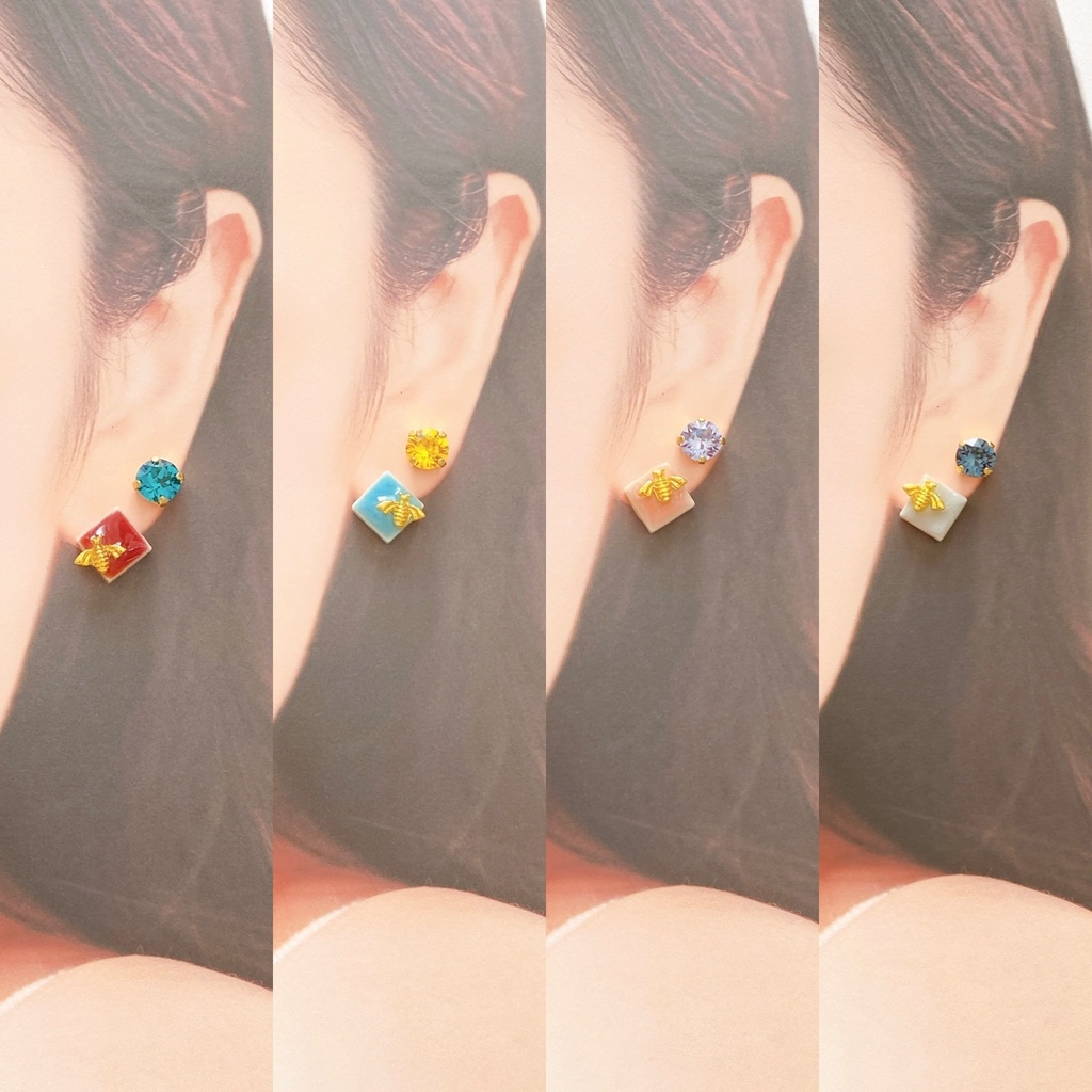 カラーリングタイルの耳飾り《COSMIC PRODUCTION》