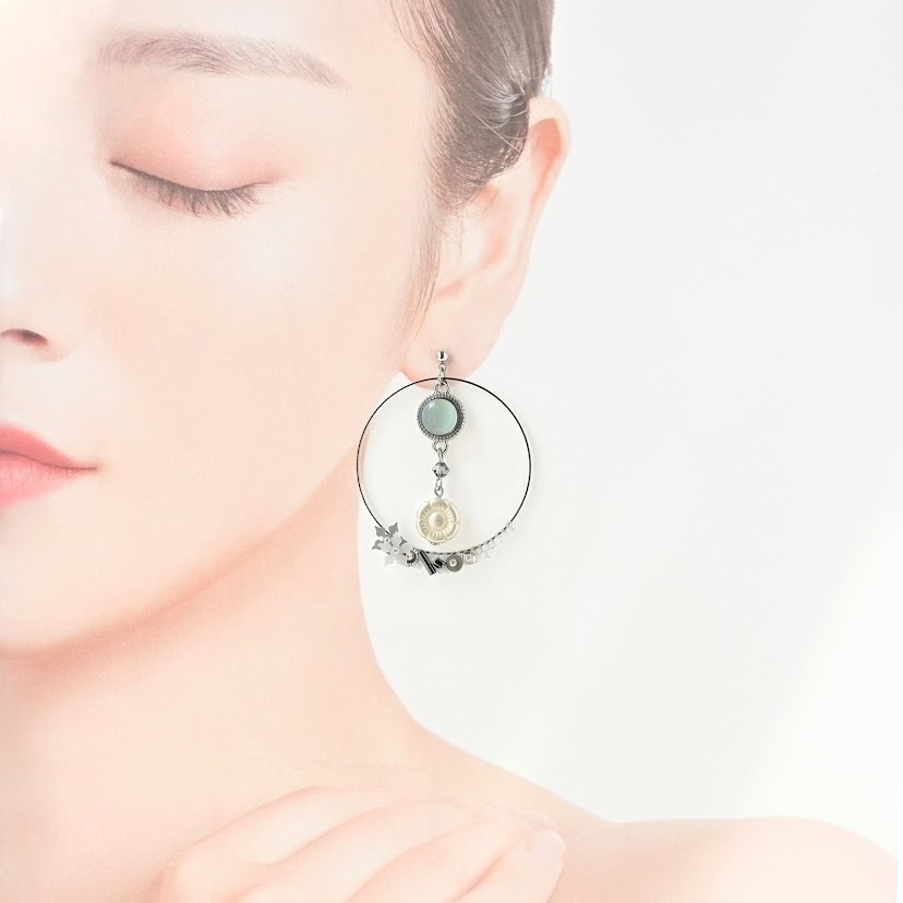 【コラボ】水紋重ねの耳飾り〜一文字