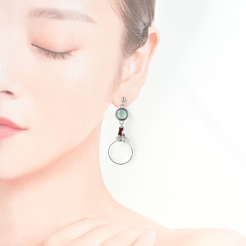 【コラボ】水紋重ねの耳飾り〜一文字