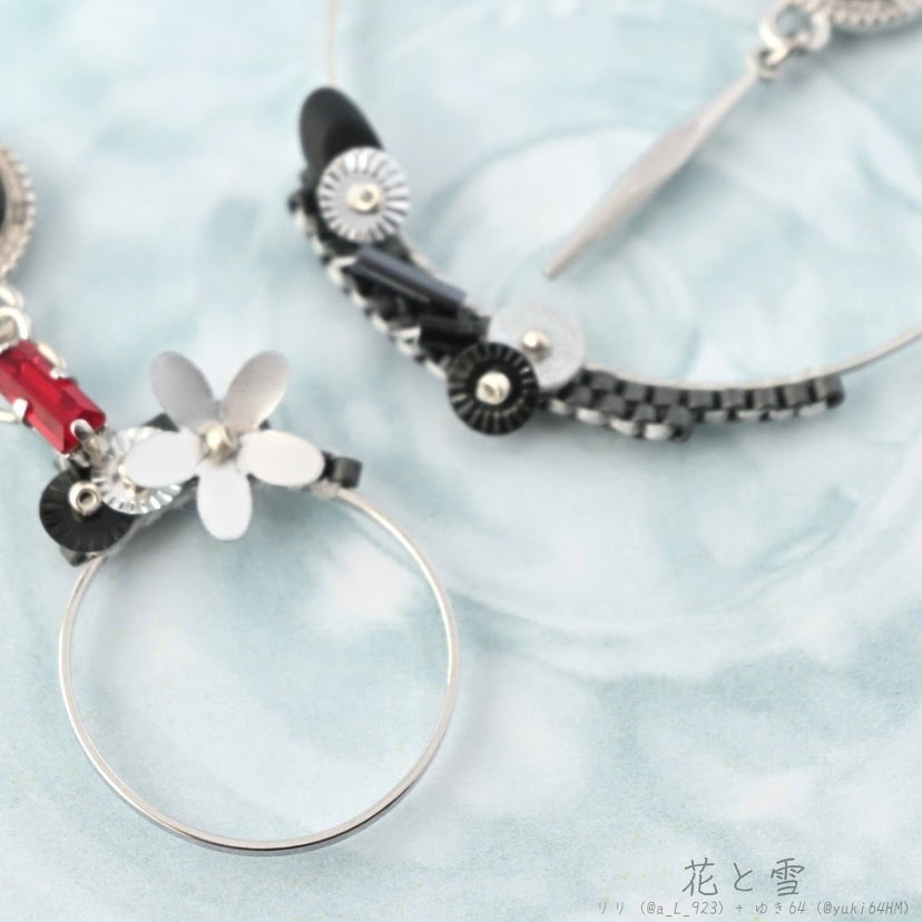 【コラボ】水紋重ねの耳飾り〜黒田