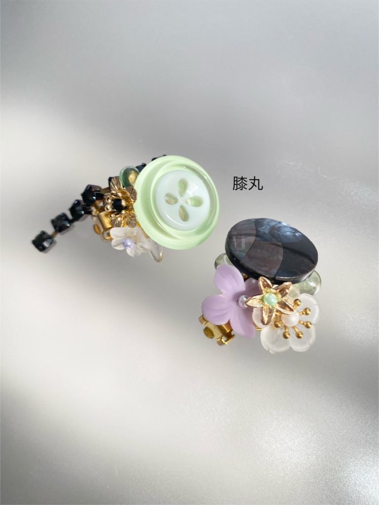 ボタンのイヤリング(ピアス変更可能)