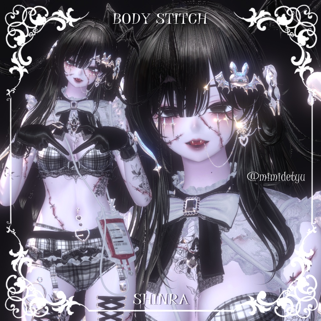 【7アバター対応】🩸🖤ハロウィンテクスチャ🖤🩸【ボディスティッチ&返り血】