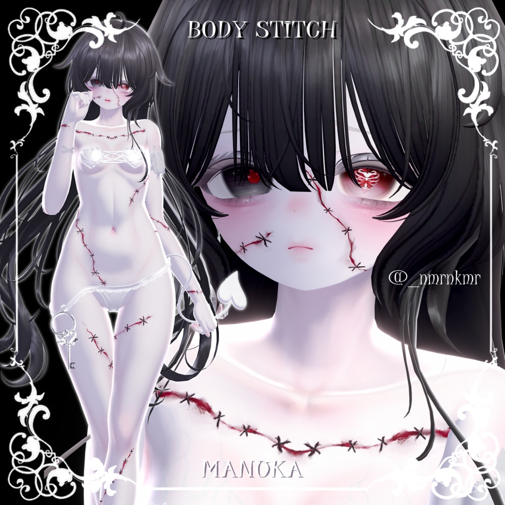 【7アバター対応】🩸🖤ハロウィンテクスチャ🖤🩸【ボディスティッチ&返り血】