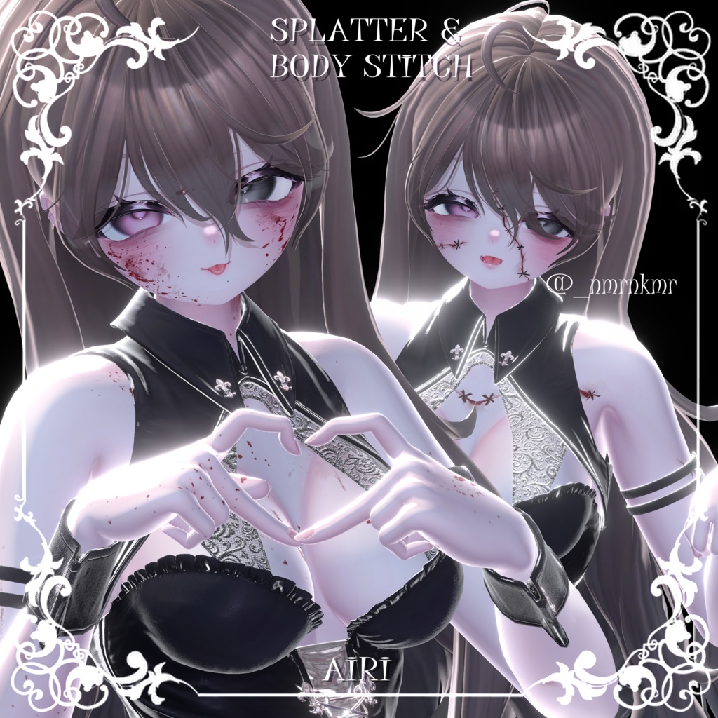 【7アバター対応】🩸🖤ハロウィンテクスチャ🖤🩸【ボディスティッチ&返り血】