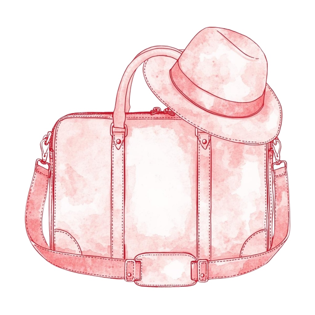 大人かわいい水彩風 旅行クリップアート10点セット(PNG)