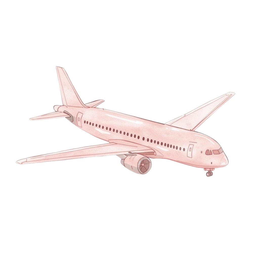 大人かわいい水彩風 旅行クリップアート10点セット(PNG)