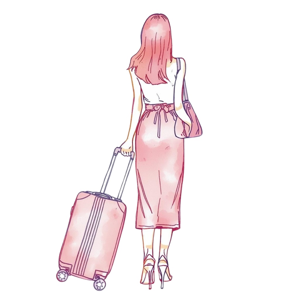 大人かわいい水彩風 旅行クリップアート10点セット(PNG)