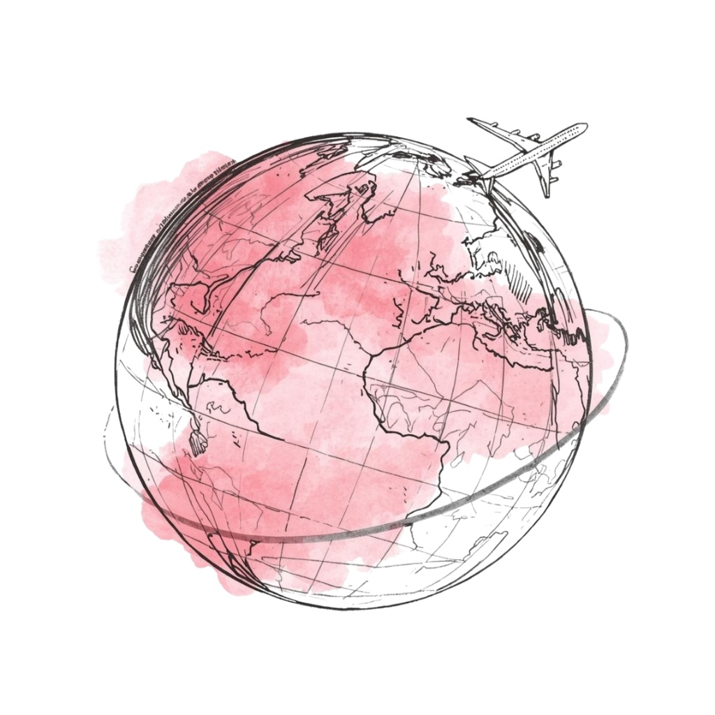 大人かわいい水彩風 旅行クリップアート10点セット(PNG)