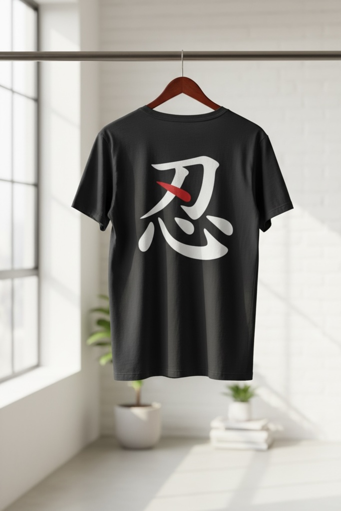 【忍 - SHINOBI】ストリート・グラフィックTシャツ|モノトーン・テックウェア