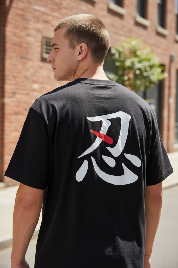 【忍 - SHINOBI】ストリート・グラフィックTシャツ|モノトーン・テックウェア