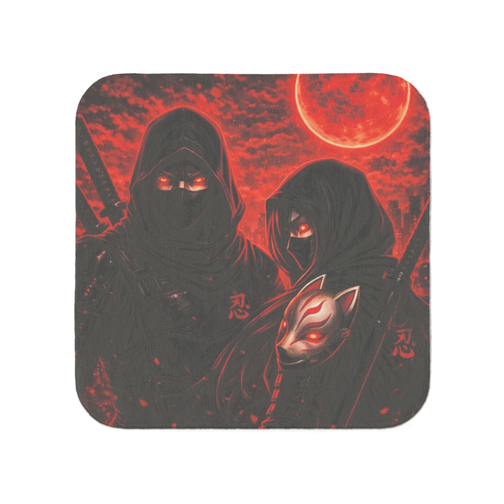 【Kunoichi】紅蓮のくノ一 ミニタオル - SilentNinja シリーズ　Ninja Girl "Kunoichi" Mini Towel - Dark & Stylish Japanese Art