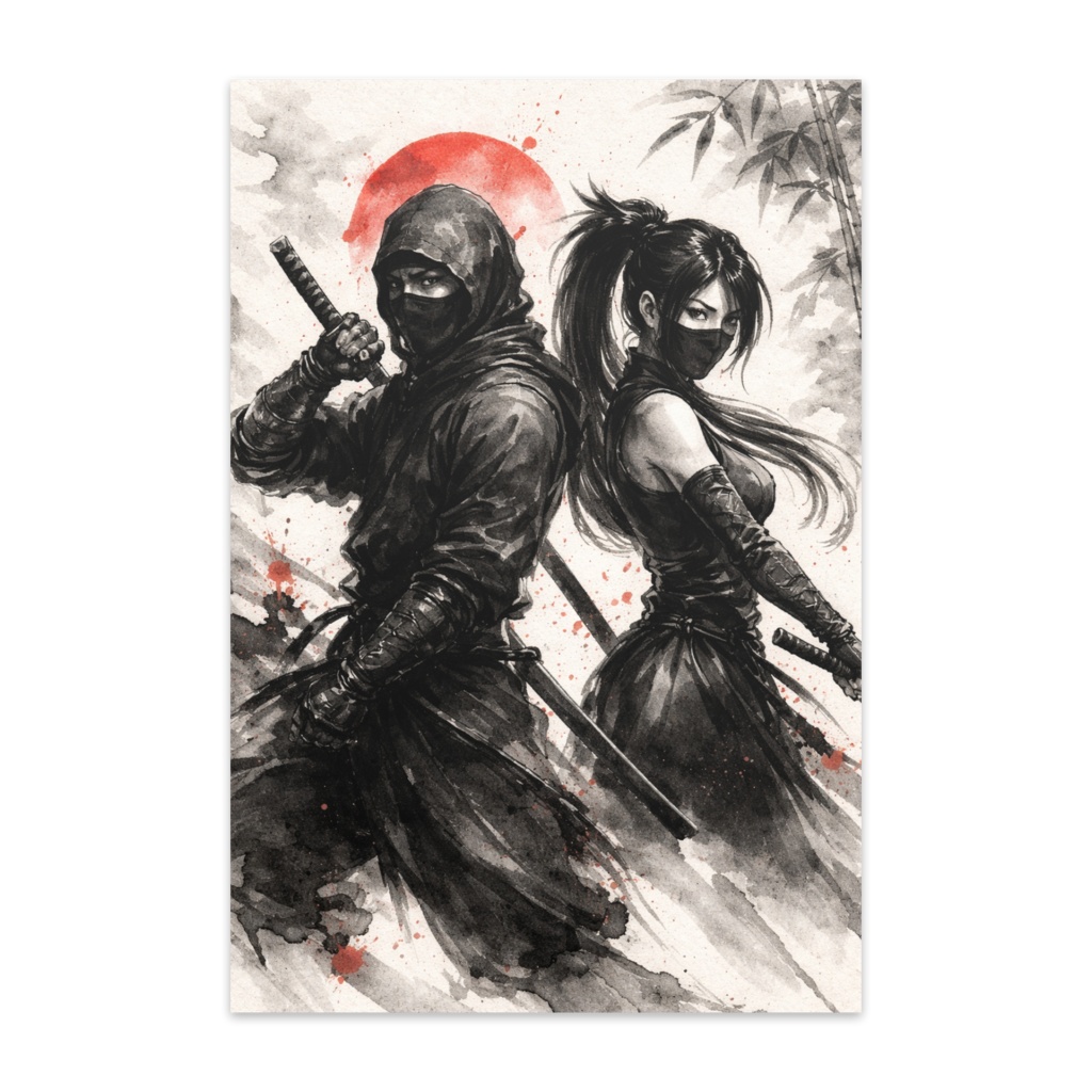 【双忍】アートポストカード 10枚セット - 高級紙ヴァンヌーボ使用