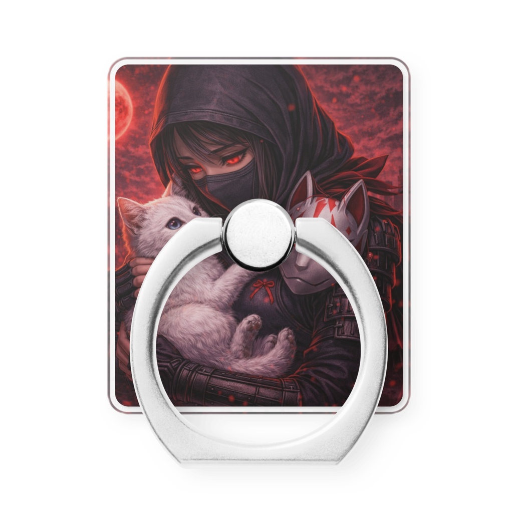 【くノ一】kunoichi- 忍者グラフィック スマホリング / バンカーリング（落下防止） Shinobi Ninja Phone Ring Holder - Japanese Anime Graphic Finger Kickstand - Dark Aesthetic Smartphone Accessory - Gift for Gamers & Anime Fans