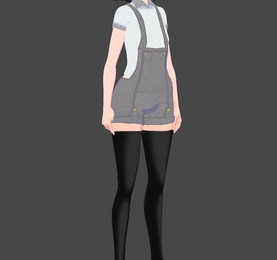 Simple Overalls + Thigh Socks VRoid