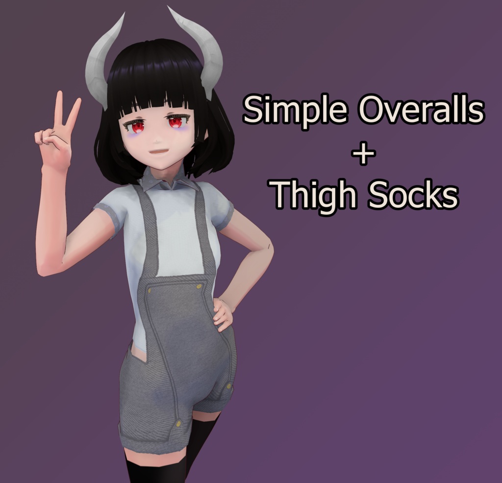 Simple Overalls + Thigh Socks VRoid