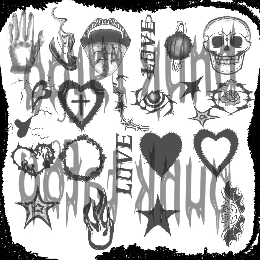 punk tatoo(Sioちゃん対応&デカール用とPNGデータあり)