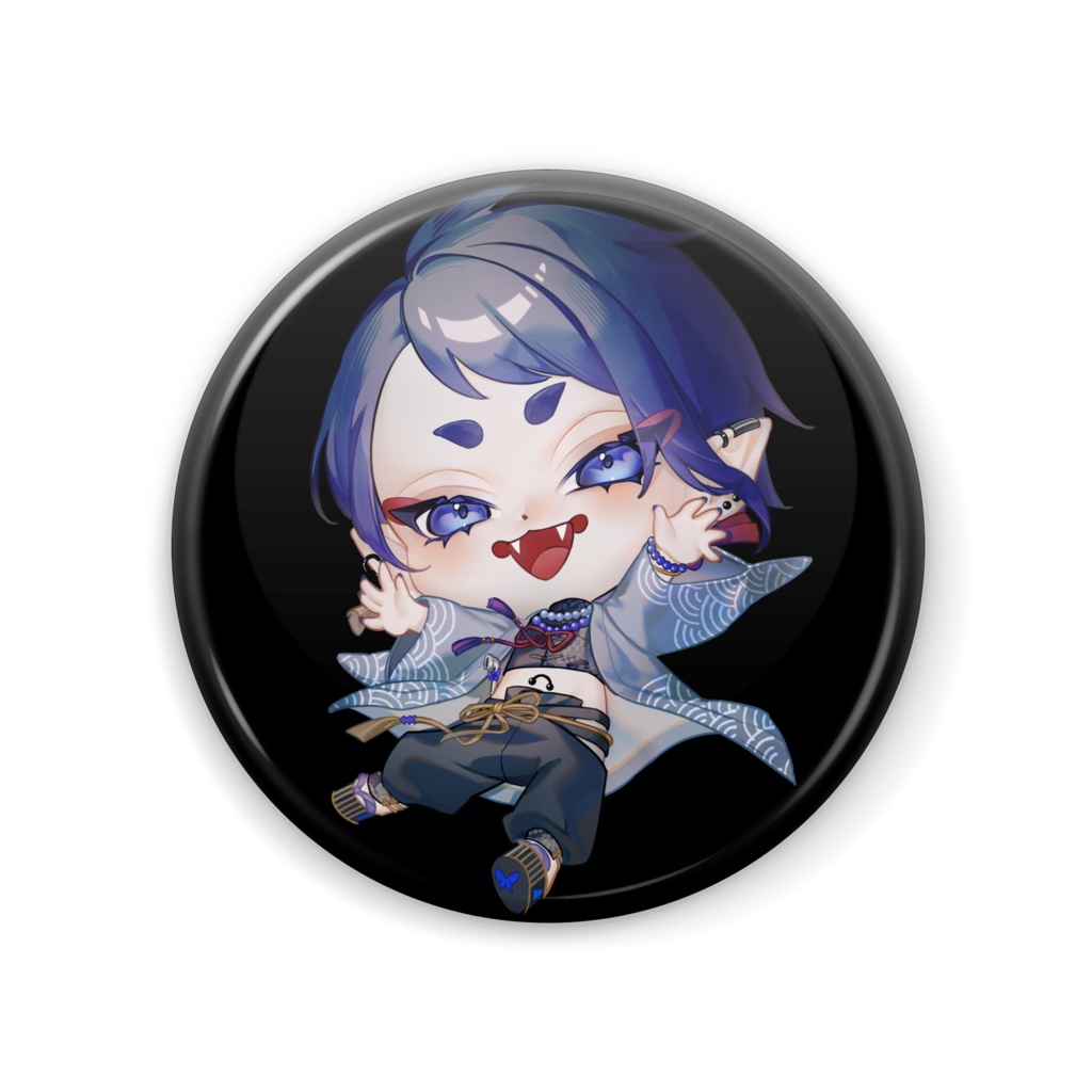 黒籠蝶々 缶バッジ:黒