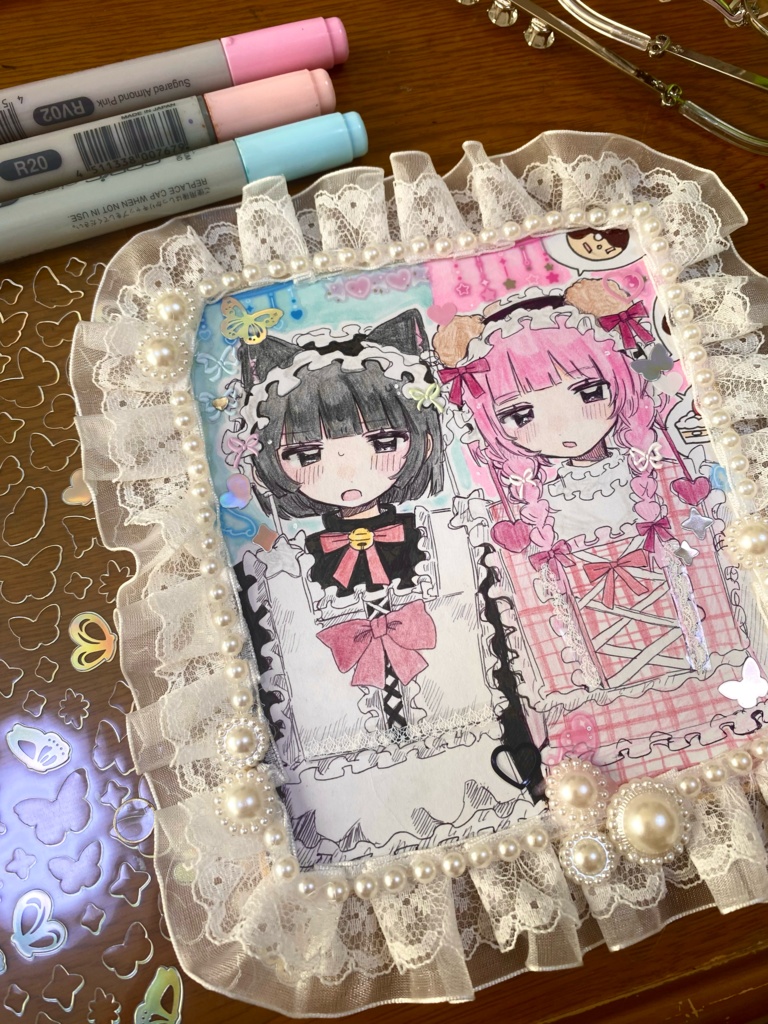 女の子レース色紙