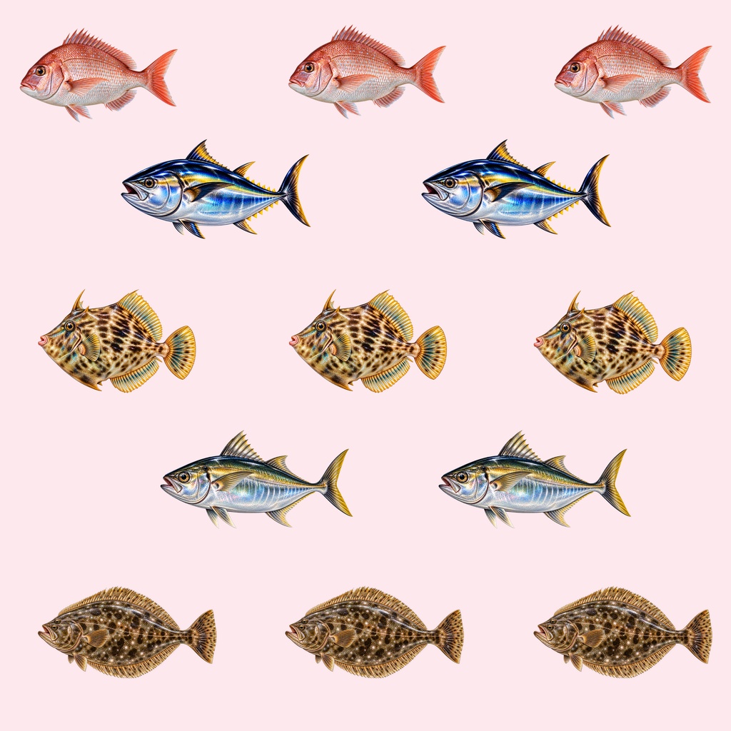 リアルな魚のデジタルペーパー 6枚セット|Fish Digital Paper|PNG素材