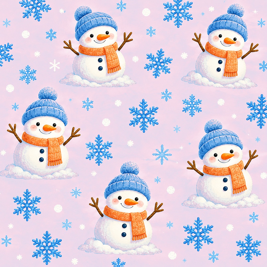 雪だるまの冬デジタルペーパー 6色セット|Snowman Winter Digital Paper|PNG素材