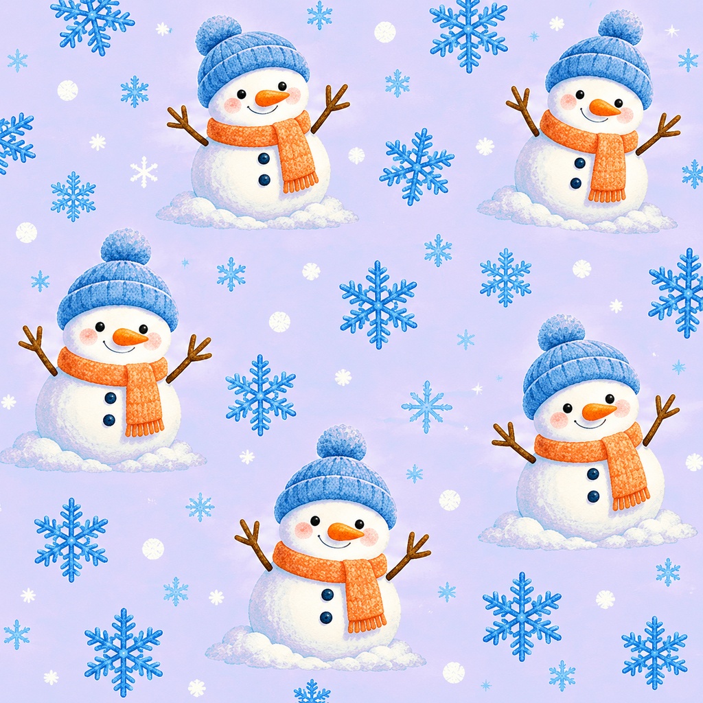 雪だるまの冬デジタルペーパー 6色セット|Snowman Winter Digital Paper|PNG素材