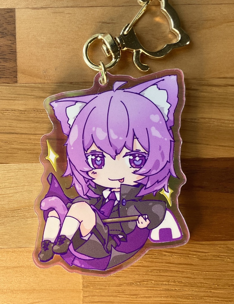 猫又おかゆ きらきらアクキー(オーロラ)