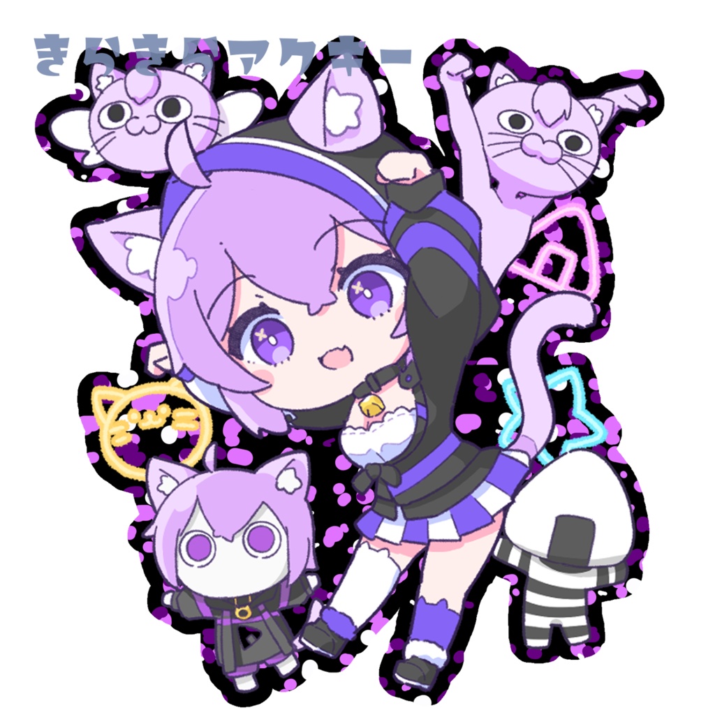 猫又おかゆ(ネコカブリーナ) きらきらアクキー(パープル)