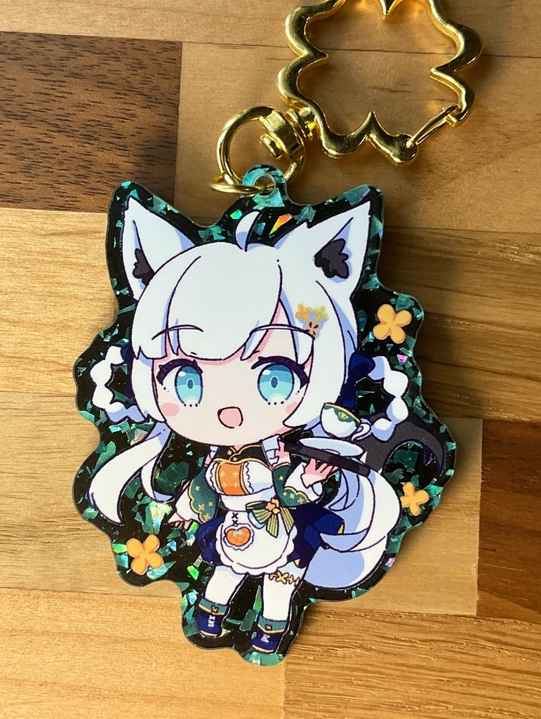 白上フブキ(喫茶) きらきらアクキー(エメラルド)