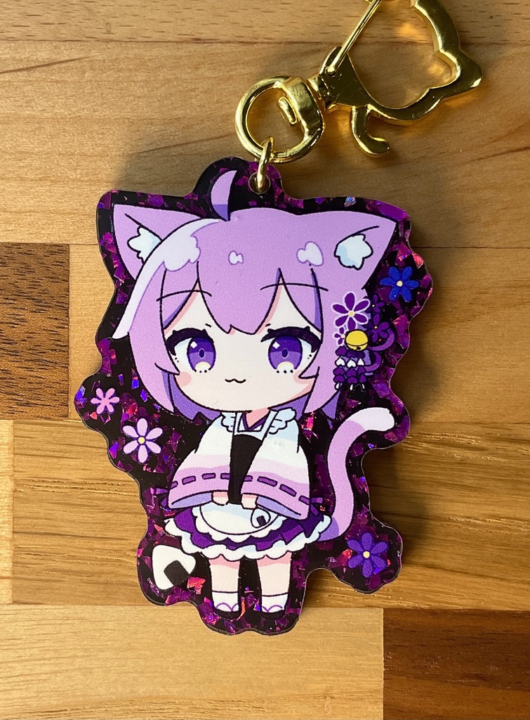 猫又おかゆ(喫茶) きらきらアクキー(パープル)