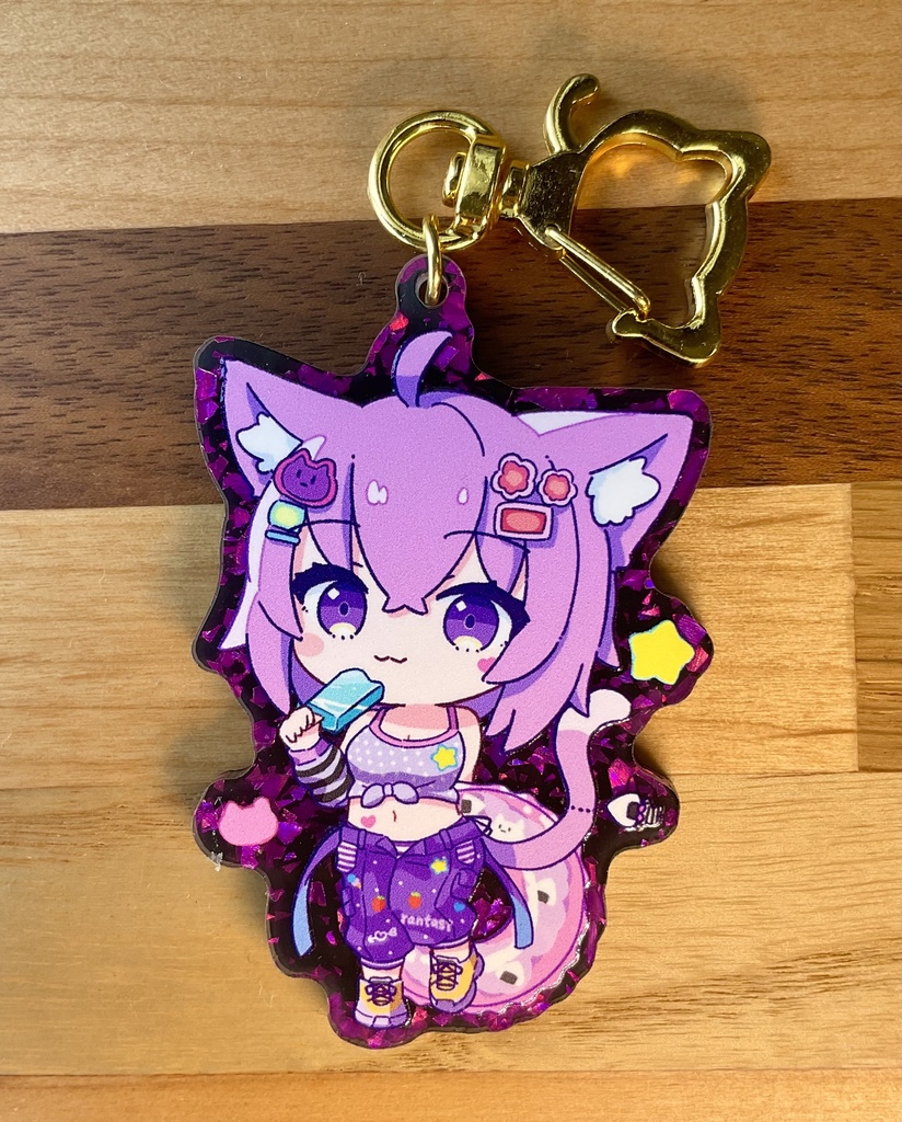 猫又おかゆ(ホロナツ) きらきらアクキー(パープル)