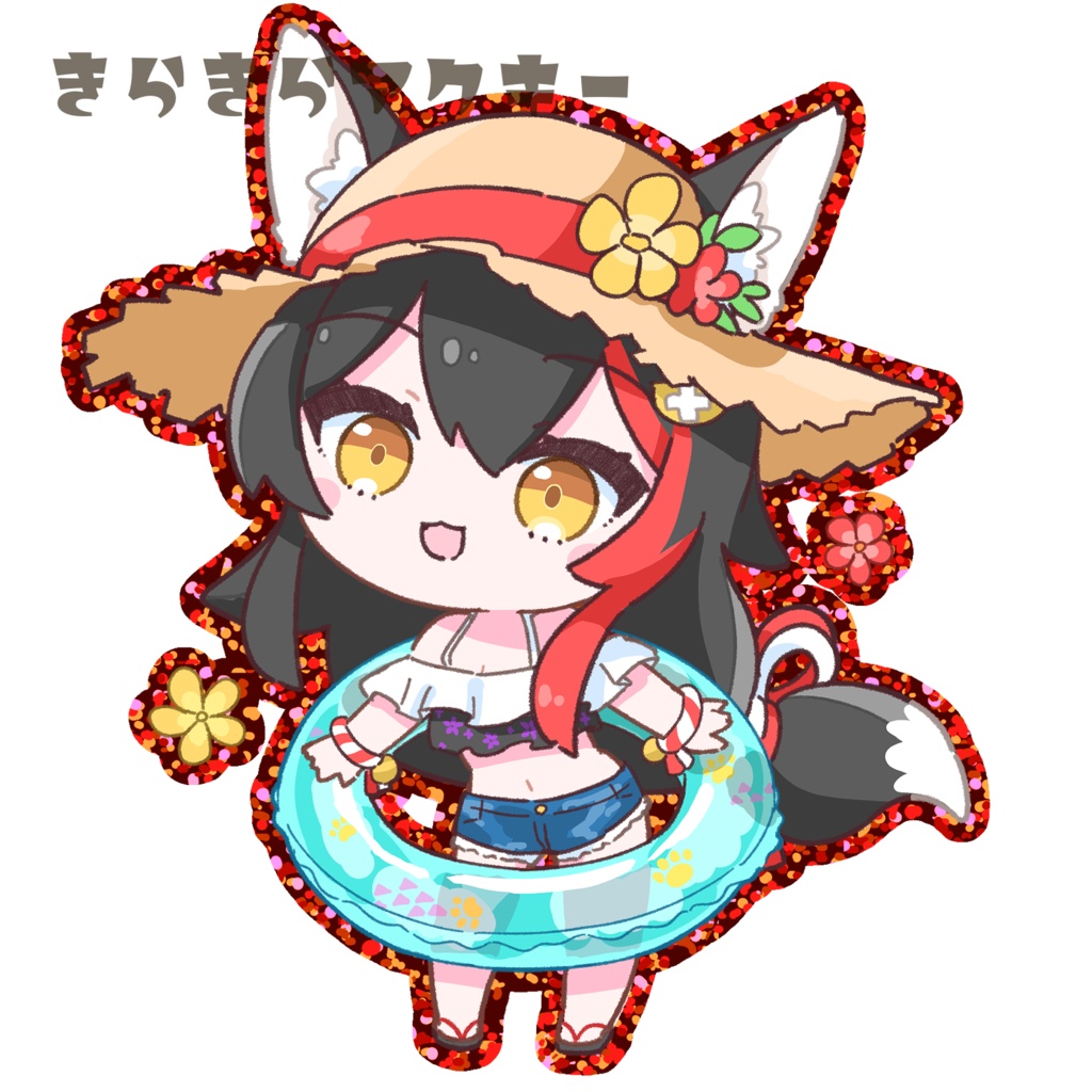 大神ミオ(ホロナツ) きらきらアクキー(レッド)