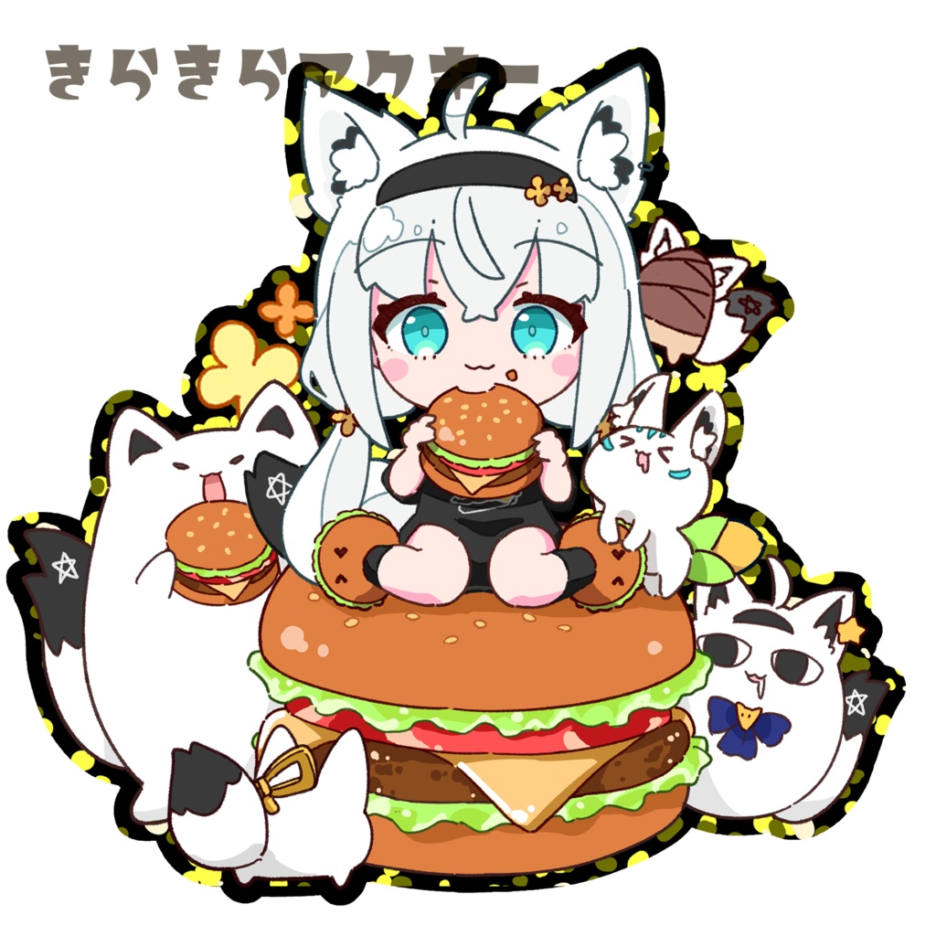 白上フブキ(バーガー①) きらきらアクキー(ゴールド)