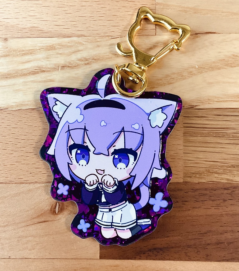 猫又おかゆ きらきらアクキー(パープル)