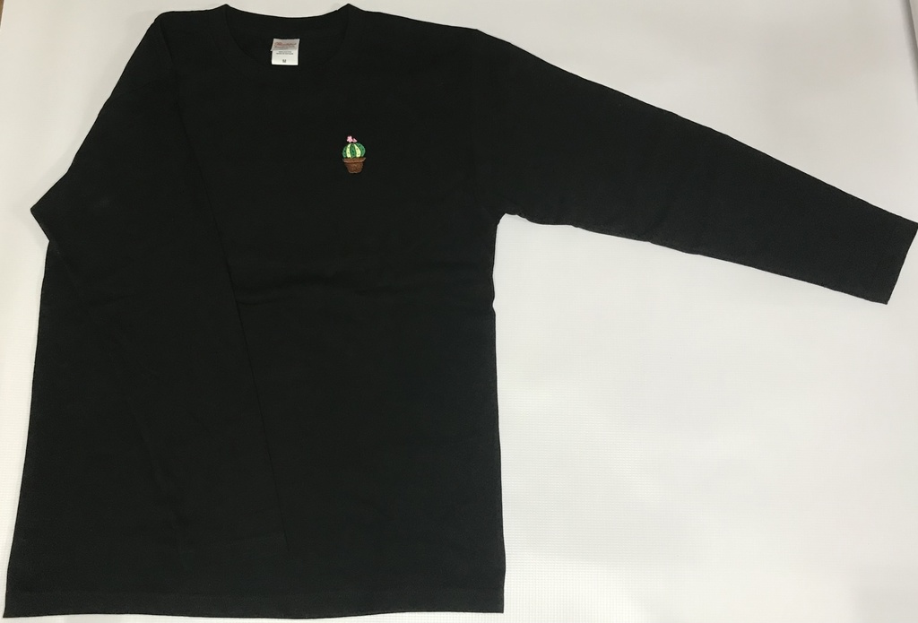サボテン 長袖Tシャツ ブラック