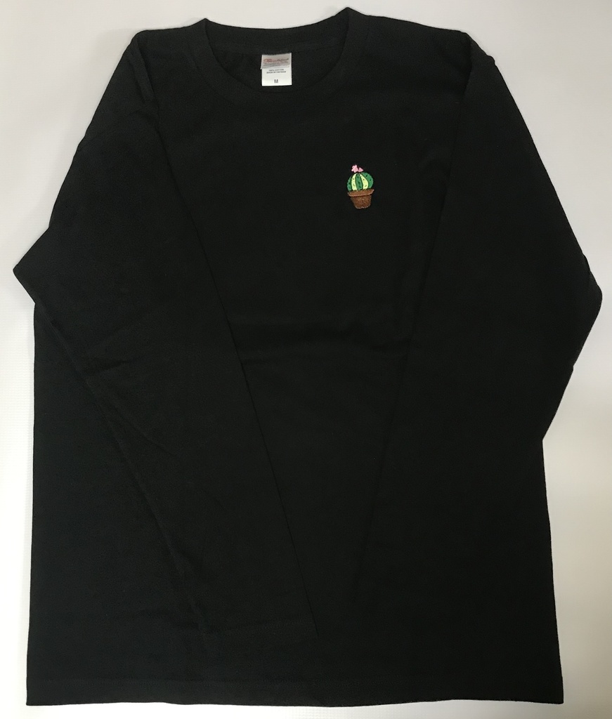 サボテン 長袖Tシャツ ブラック