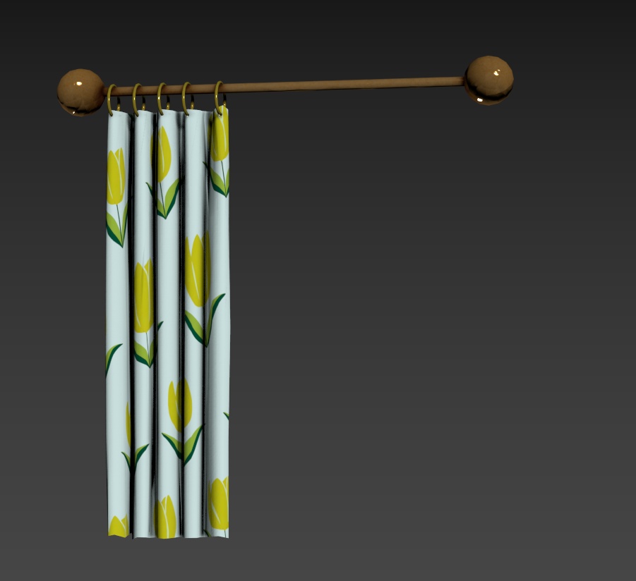 Tulip Curtain 3D Model - チューリップカーテン 3D素材