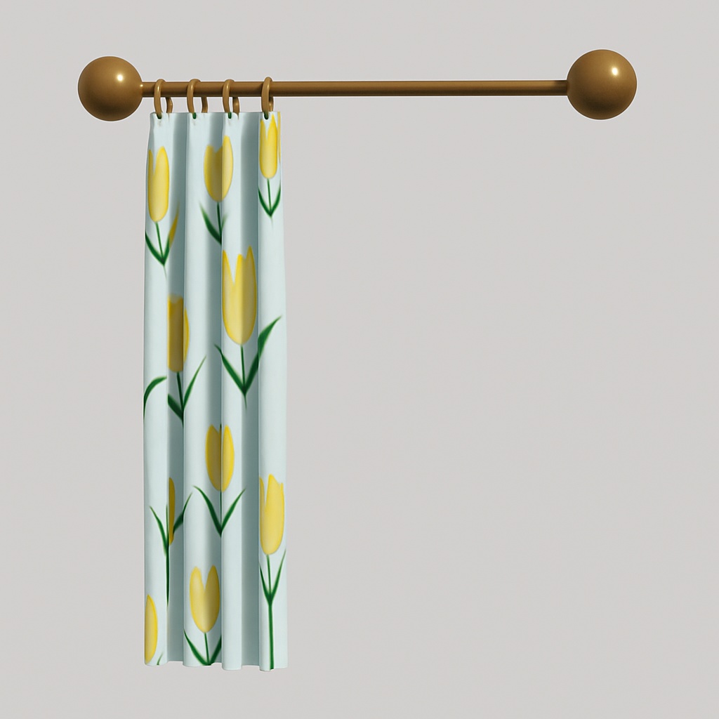 Tulip Curtain 3D Model - チューリップカーテン 3D素材