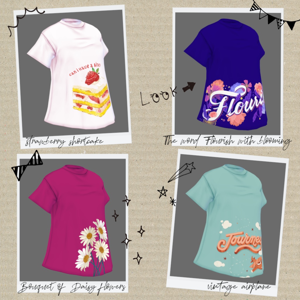 【VRoid/無料/男女兼用】グラフィックTシャツ 8種セット