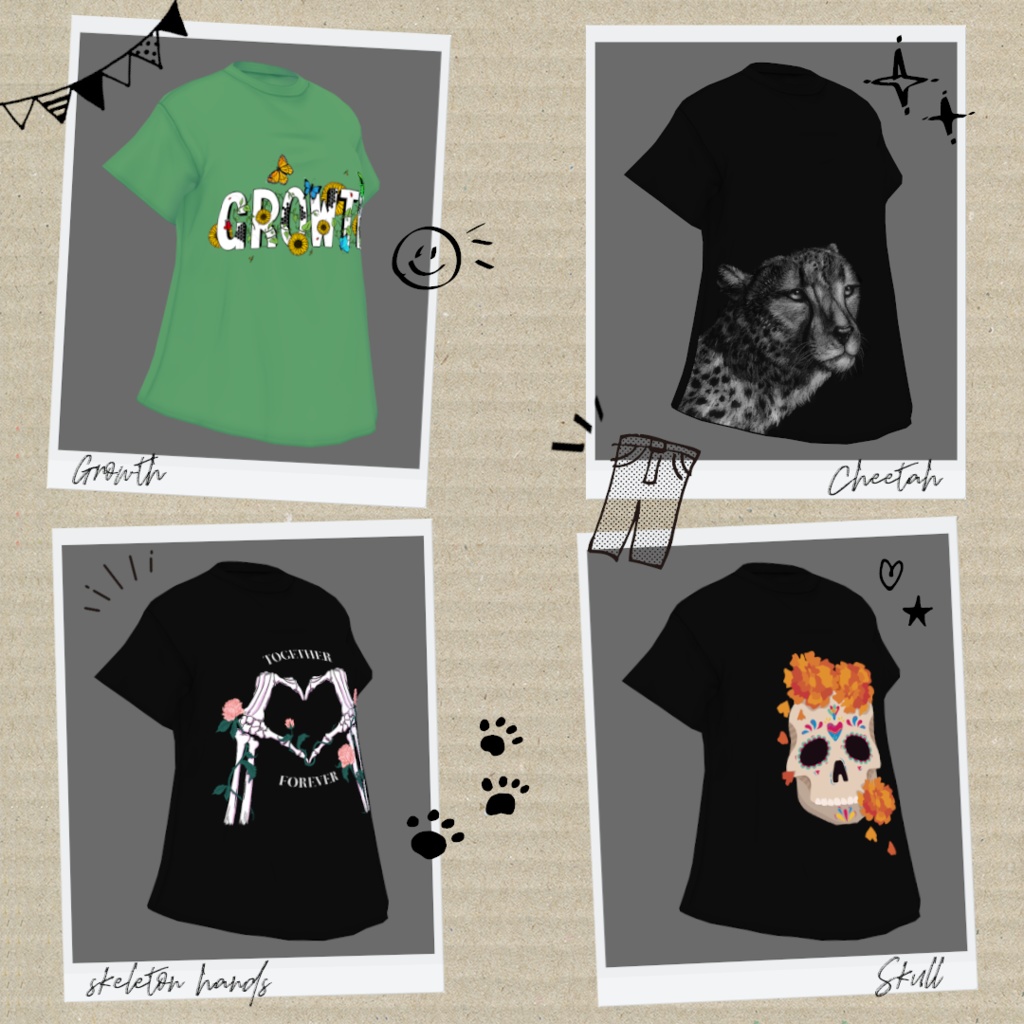 【VRoid/無料/男女兼用】グラフィックTシャツ 8種セット