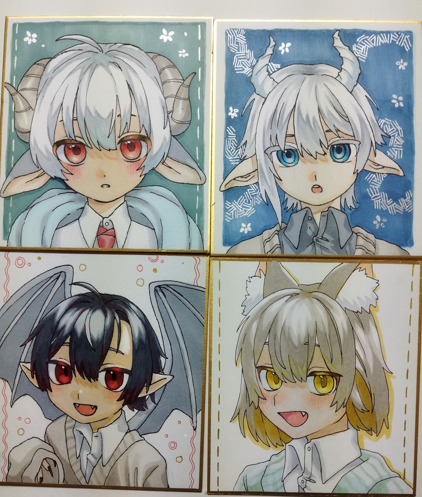 イラスト色紙原画4種