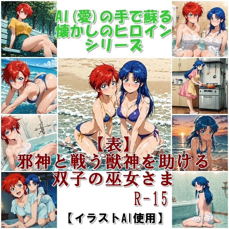 『【表】邪神と戦う獣神を助ける双子の巫女さま』AIの手で蘇る懐かしのヒロインシリーズ