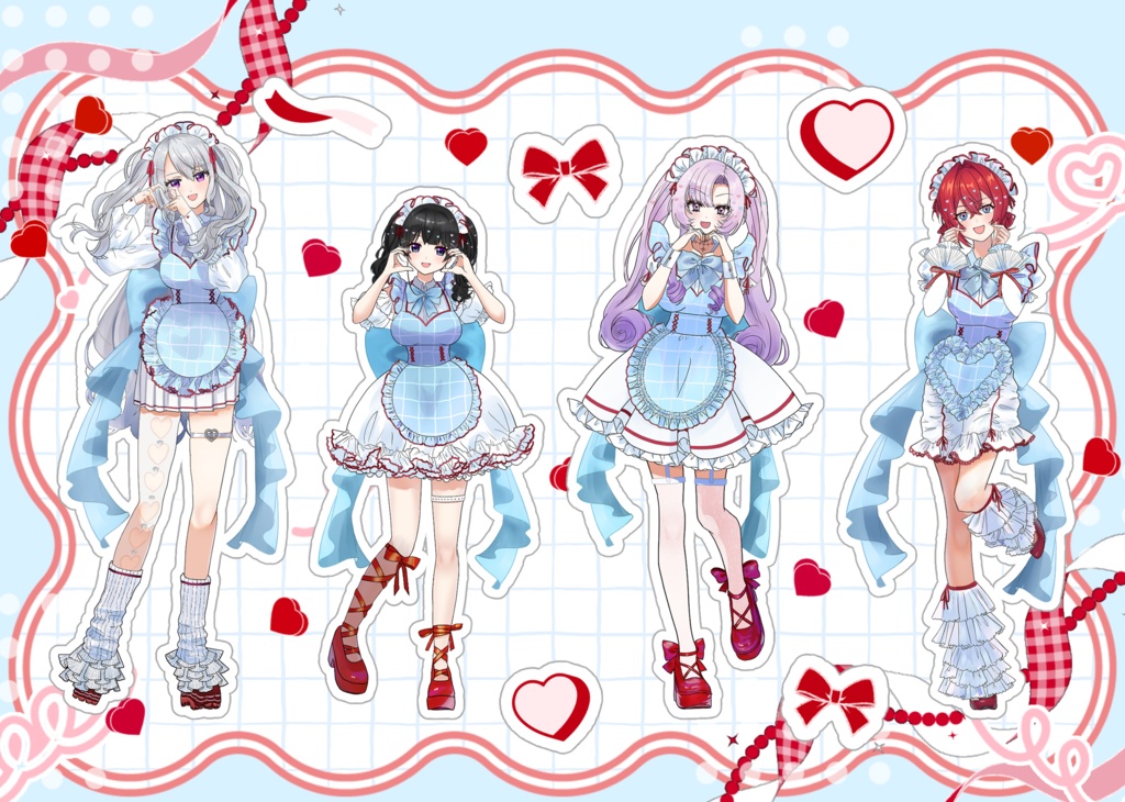 にじうぉ〜ずメイドさん🩵🤍❤️B6ハーフカットシール