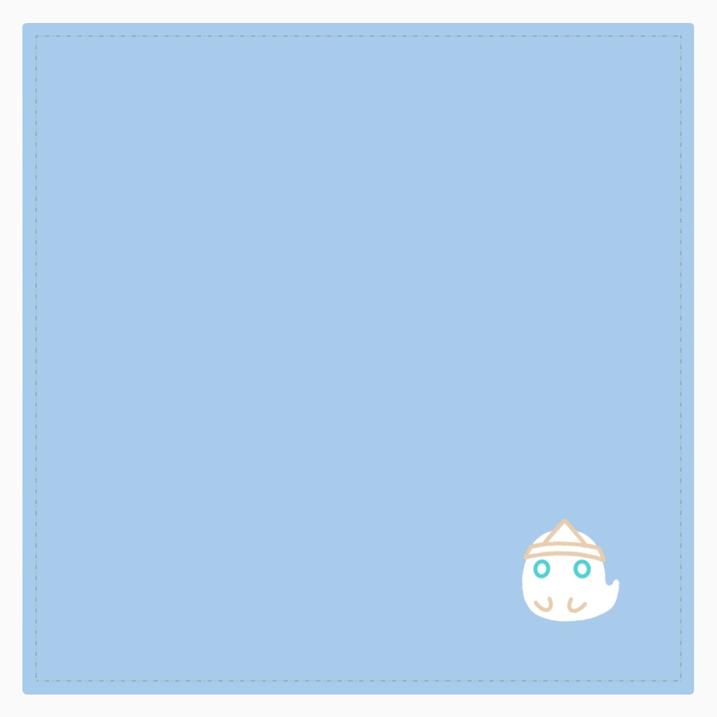 刺繡タオルハンカチ【おばけブルー】