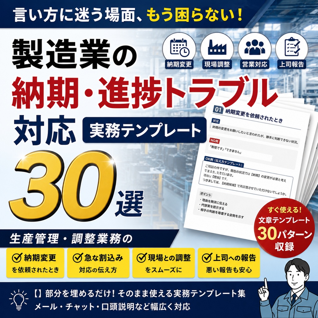製造業の納期・進捗トラブル対応｜実務テンプレート30選