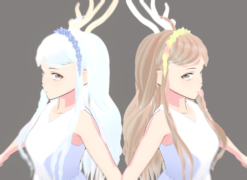 Reindeer theme long hair preset (textures and bones included) - VRoid