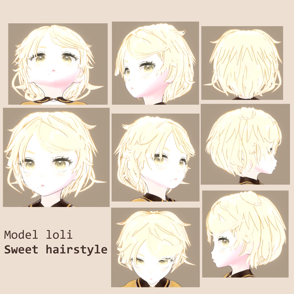 Sweet short hairstyle (textures and hair bounce setting included) - VRoid