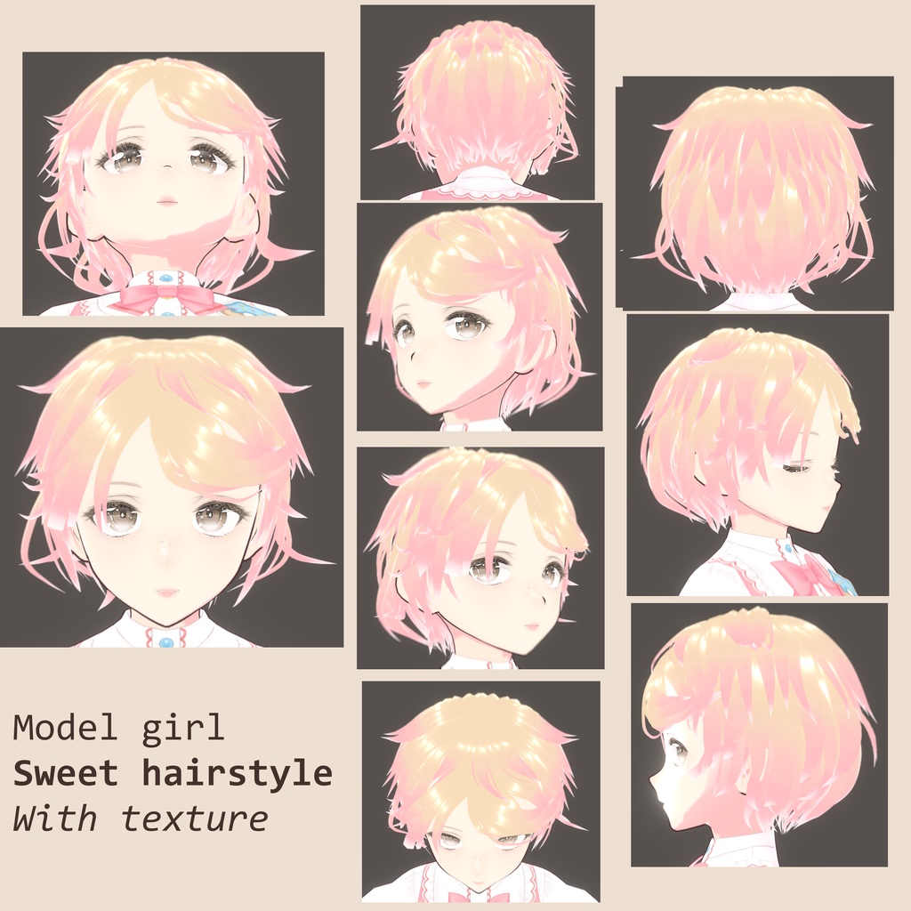 Sweet short hairstyle (textures and hair bounce setting included) - VRoid