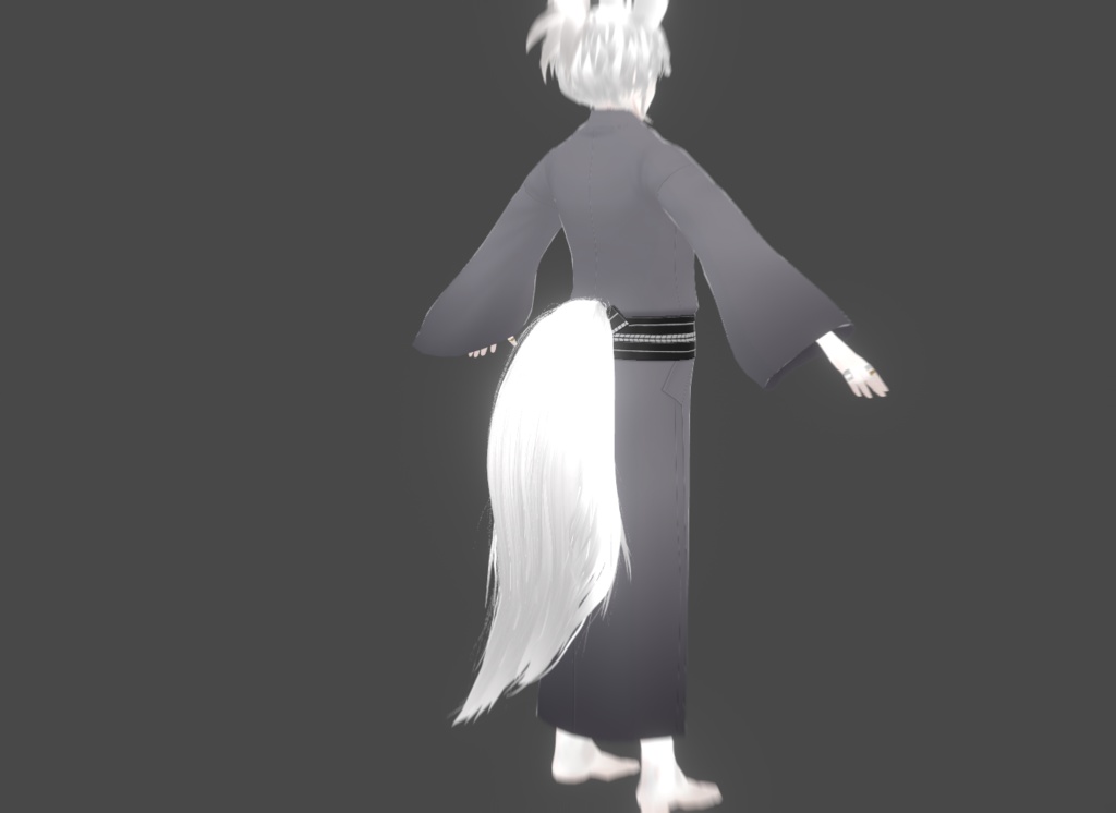 [Vroid] Fluffy long tail preset (+texture and hair bounce setting)