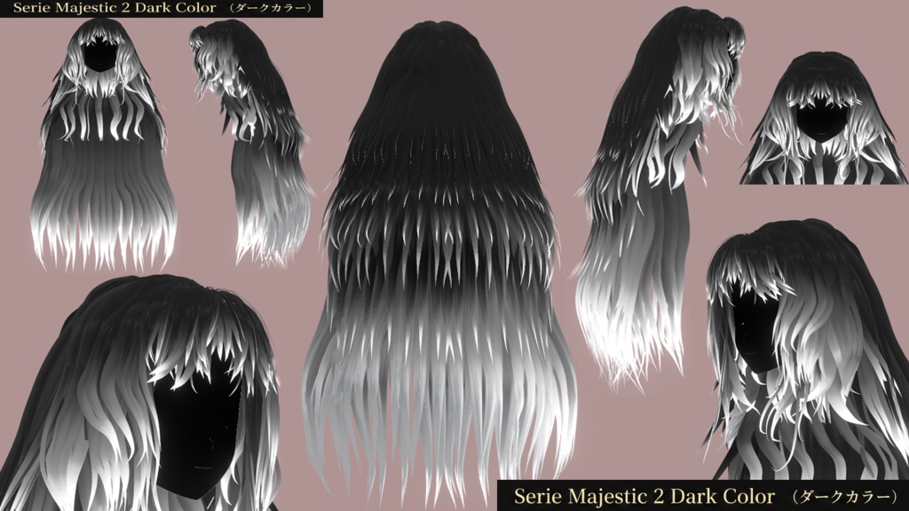 [VRoid] Serie Majestic No.2 Hairstyle (Dark and Light Colors) 